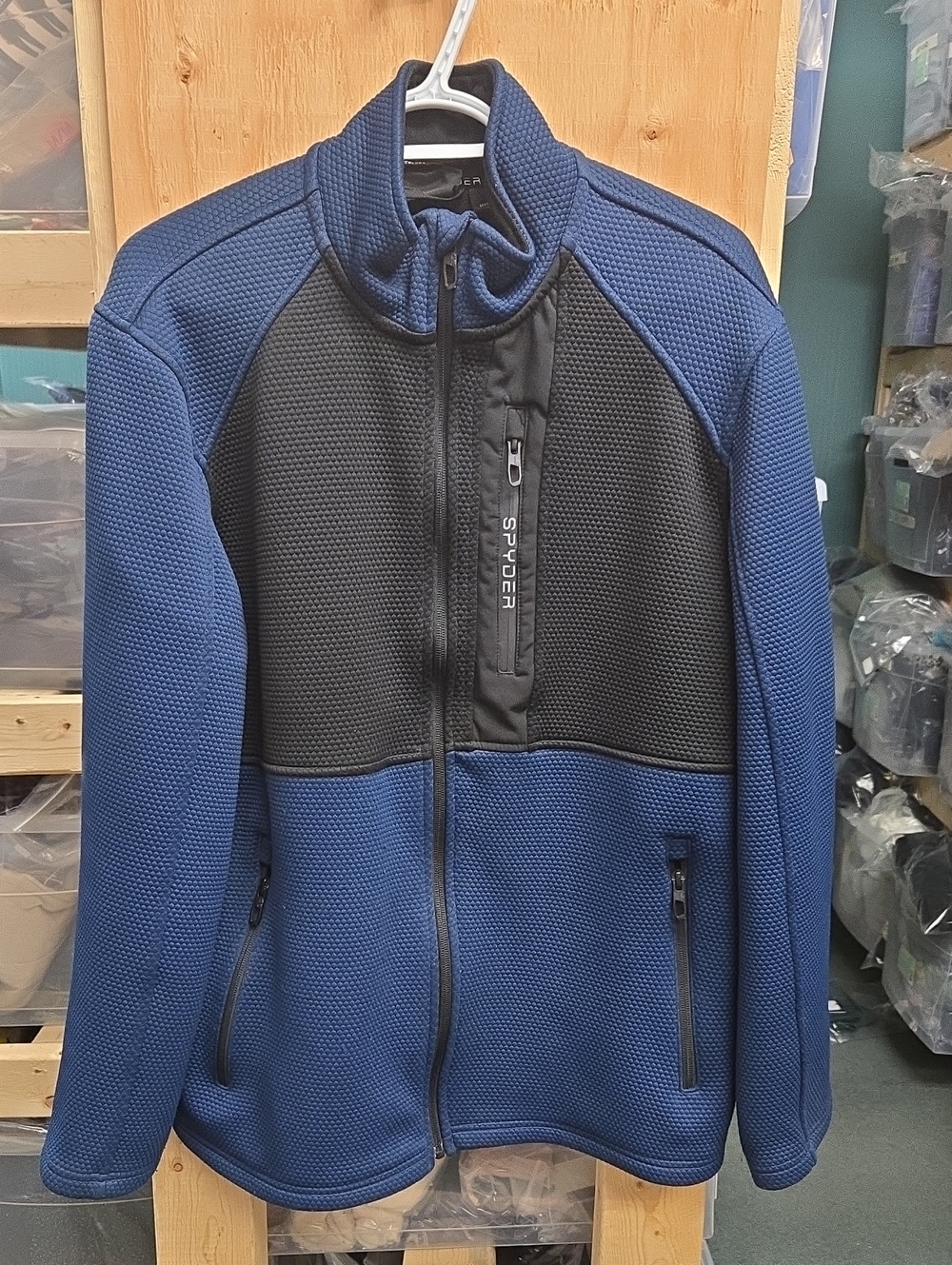 Spyder Size L Blue Black Full Zip Fleece Lined Jacket